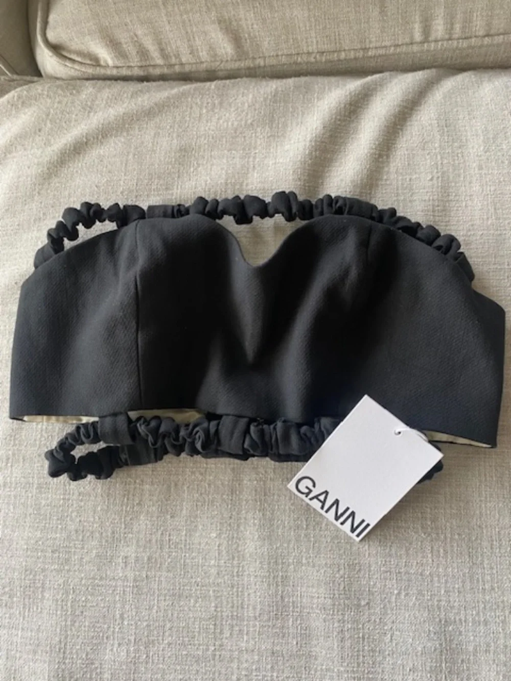 Ganni Strapless Black Cropped Top - Picture 4 of 9